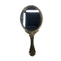 Antique Vintage Floral Ovale Miroir Portable Dames À Main Voyage Verre Outil De Maquillage Objets Décoratifs
