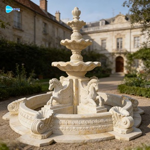 Nuovo Design <span class=keywords><strong>Fontana</strong></span> d'Acqua per Cavalli in Marmo Bianco Naturale su Misura per Cortile - Product Image 4