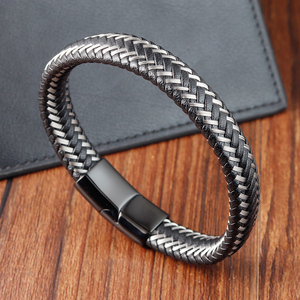 <span class=keywords><strong>Bracelet</strong></span> en cuir véritable punk avec fermoir magnétique en acier inoxydable, <span class=keywords><strong>bracelet</strong></span> en cuir <span class=keywords><strong>fin</strong></span> noir pour <span class=keywords><strong>homme</strong></span>, bijoux - Product Image 5