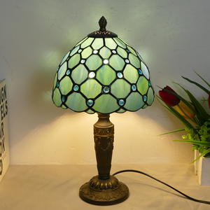 Petite <span class=keywords><strong>lampe</strong></span> de table <span class=keywords><strong>Tiffany</strong></span> perle style <span class=keywords><strong>libellule</strong></span> W8H14 pouces, bureau chambre tête de lit salon meuble TV atmosphère lumière - Product Image 4