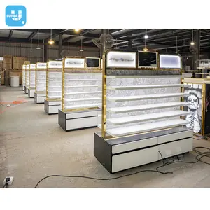 Custom Retail Eyewear Shop Interior Design Decoration Glasses Storage Cabinet Gold Metal Optical Display Shelf