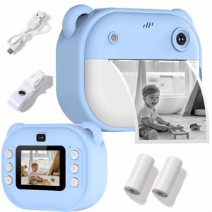 Mavi/Pembe Çok İşlevli Mini Kamera Anında Baskı, Mini Kamera Anında Baskı Ücretsiz Kamera 2 Yaprak Baskı Kağıdı ve Kordon - Product Image 1