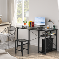 Table d'ordinateur moderne réversible pour petit espace avec étagères de rangement pour bureau à domicile, salle de jeux, chambre à coucher, poste de travail