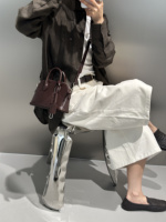 Sac d'épaule en cuir tanné végétal lavé, forme dôme, sac à main coque arquée, sac bowling compact, vente en gros, sourcing