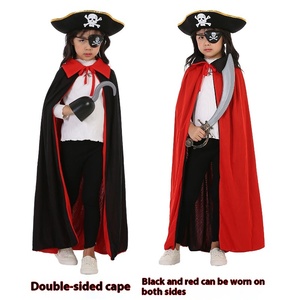 Costume di Halloween per bambini adulti ragazzi tristi mietitore pirati mantelli caraibi Set nero rosso mantelli oggetti di scena vestiti ispirati <span class=keywords><strong>Anime</strong></span> - Product Image 3