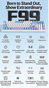 Teclado Aula F99 Starfall Clouds, 99 Teclas, Cableado, Tipo-C, RGB, Mecánico, para PC de Escritorio y Portátil, Anti-Ghosting, Tamaño Completo, Programable - Product Image 5