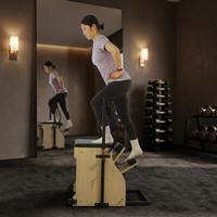 Silla de Pilates de Madera Maciza MJD W56, Dispositivo de Ejercicio Ajustable para Estudio de Pilates y Uso Doméstico, Portátil y Ecológico