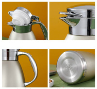Carafe à café isolée sous vide en acier inoxydable de 2,3 L-Fiole thermique à double paroi avec poignée, pot d'eau chaude pour la maison et l'hôtel