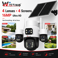 Caméra solaire CCTV Wistino 16MP avec carte SIM 4G, haute résolution, détection de mouvement IA, 6 moteurs, caméra solaire AOV