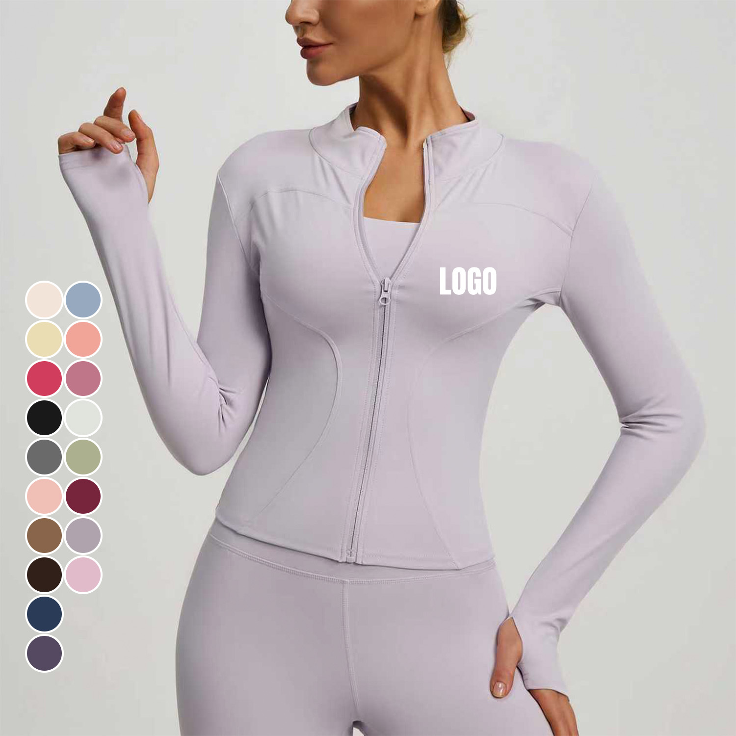 Wholesale High Quality Quick Drying Yoga Jacket Windproof Breathable Comfortable Stand-up Collar Full Zipper Sports Fitness Top