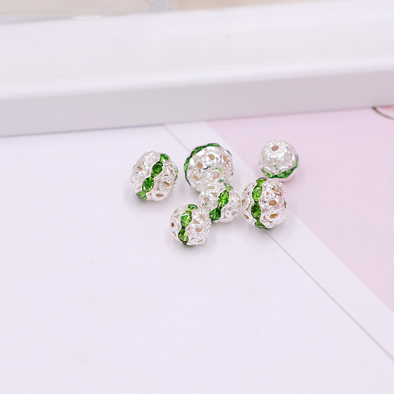 6 silver base light green diamond