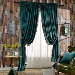 Cortina de poliéster para casa, cortina de tecido veludo vintage italiana 100%