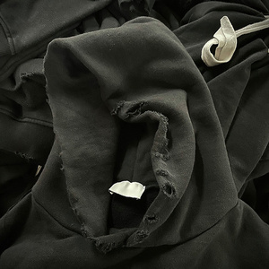 High Street <span class=keywords><strong>Basic</strong></span> Modell Loose Hooded Sweatshirt Übergroße Baumwolle Drop Schulter Vintage Acid Wash Distressed Hoodie Men - Product Image 3