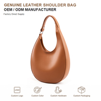 Sac à bandoulière demi-lune en cuir véritable personnalisé avec logo, souple et grainé, fermeture magnétique, pour femme, usage quotidien, marque privée