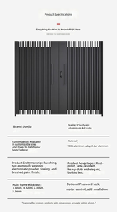 Puerta Principal Abatible de Aluminio para Jardín y Villa, Antirrobo, Duradera, con Cámara Integrada y Cerradura Inteligente - Product Image 3