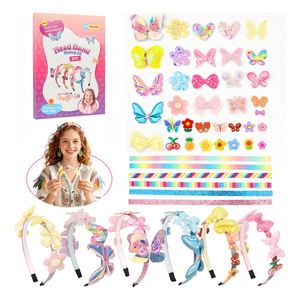 Kit de Diseño de Diademas para Niñas, Adhesivos de Sirena y Arcoíris, Lentejuelas, Perlas, Lazos, Suministros de Arte, Paquete de Regalo para Fiestas, Juguete - Product Image 1