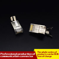 Cat7 8P8C RJ45 Plug Blindé FTP Plaqué Or Barre De Chargement Connecteur Trois Fourches Terminal Réseau Application Blanc PC pour réseau