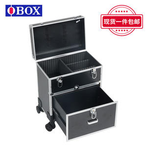 Carrito de Almacenamiento de Maquillaje Profesional OBOX, con Ruedas Universales, Asa Desmontable, de Aleación de Aluminio, Color Negro Plateado - Product Image 5