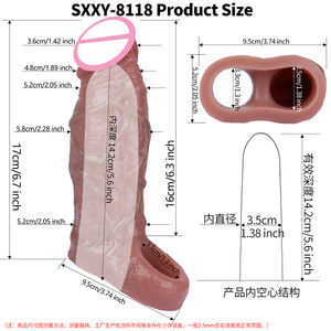 Funda de Pene Realista de Silicona SXXY con Anillo para el Pene, Condón Texturizado para Retrasar la Eyaculación Masculina, Alargador de Pene para Hombres - Product Image 2