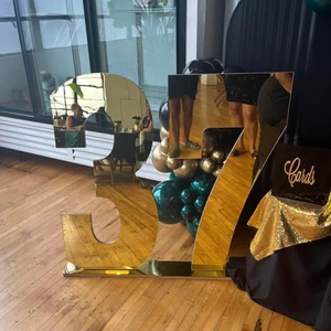 ป้ายกระจกตกแต่งงาน ตัวอักษรโลหะสีทองขนาดใหญ่ 3 ฟุต/4 ฟุต พร้อมขาตั้ง ตัวเลขขนาดใหญ่สำหรับงานปาร์ตี้<span class=keywords><strong>วัน</strong></span><span class=keywords><strong>เกิด</strong></span> - Product Image 2