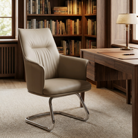 Chaise de bureau exécutive ergonomique de luxe moderne avec siège pivotant en cuir véritable et structure en aluminium