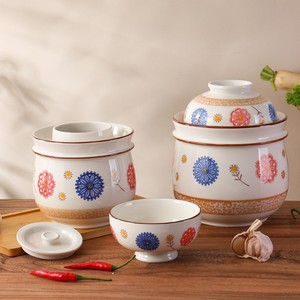 <span class=keywords><strong>Pot</strong></span> <span class=keywords><strong>à</strong></span> kimchi en céramique de haute qualité de 2000 ml avec logo personnalisé en gros - Motif floral <span class=keywords><strong>Pot</strong></span> de fermentation pour cornichons et chou fermenté - Product Image 4