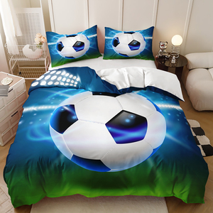 Ensemble de housse de <span class=keywords><strong>couette</strong></span> en tissu microfibre moderne, imprimé en 3D, football mondial, 3 pièces, textile de maison, vente en gros - Product Image 4
