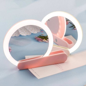 Small Mini Hand Held Makeup <b>Mirror</b> Led Light Travel Folding Cosmetic Hand <b>Compact</b> Pocket <b>Mirror</b> - Product Image 5