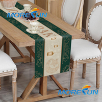 Nappe de table en lin islamique avec Ramadan Kareem Moon Mosquées Design Chemin de table Eid Mubarak pour la décoration de la maison musulmane