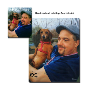 Cuadro Realista Pintado a Mano Personalizado, Decoración de Pared para Dormitorio, Retrato de Personas con <span class=keywords><strong>Mascotas</strong></span>, Pinturas al Óleo a Partir de Foto - Product Image 1