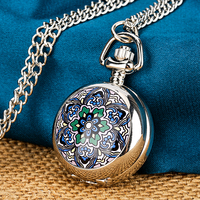 Jam tangan saku kecil antik untuk wanita, jam tangan kuarsa Mini bekerja dengan desain bunga, aksesori perhiasan Retro, kalung liontin