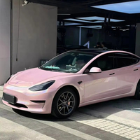 Carrosserie d'automobile PET brillant fleur de cerisier rose voiture vinyle Wrap rose autocollant couleur changeante Film d'emballage Film de protection du corps