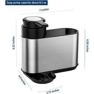 Organizador de Fregadero de Cocina de Acero Inoxidable con Dispensador de Jabón, Diseño Clásico Plateado, Estante de Almacenamiento Desmontable - Product Image 2