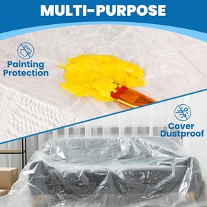 Plastic Drop Cloth 9x12 Ft 0.4 Mil <b>Waterproof</b> <b>Paint</b> Protection Furniture Covering - Product Image 4