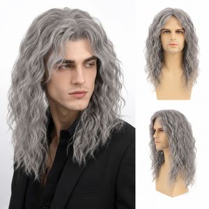 Pelucas sintéticas largas y rizadas para hombres, <span class=keywords><strong>peluca</strong></span> esponjosa estilo Punk Rock para Halloween, <span class=keywords><strong>peluca</strong></span> de cosplay, fibra resistente al calor - Product Image 1