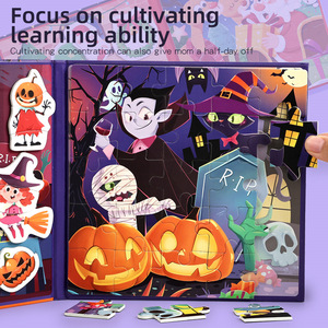 Customizable Christmas Halloween Two-in-One Scene Early Educational Cognition Paper Jigsaw Puzzles Educational Toys for Kids - Product Image 2