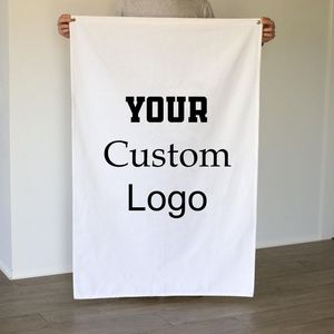 Bannière <span class=keywords><strong>de</strong></span> signalisation personnalisée en toile blanche beige, logo personnalisé, <span class=keywords><strong>nom</strong></span> <span class=keywords><strong>de</strong></span> l'entreprise - Product Image 1