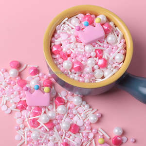 LOVEBAKERY Royal Icing Decoration Pink White Diamond Candy Sprinkles Sirena sólida para perlas de azúcar comestible para decoración de pasteles Botella - Product Image 3