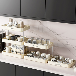 Uforu Cup Storage Rack 2 Tier Large Capacity Multi Purpose For Kitchen Office Desktop Use - Product Image 1