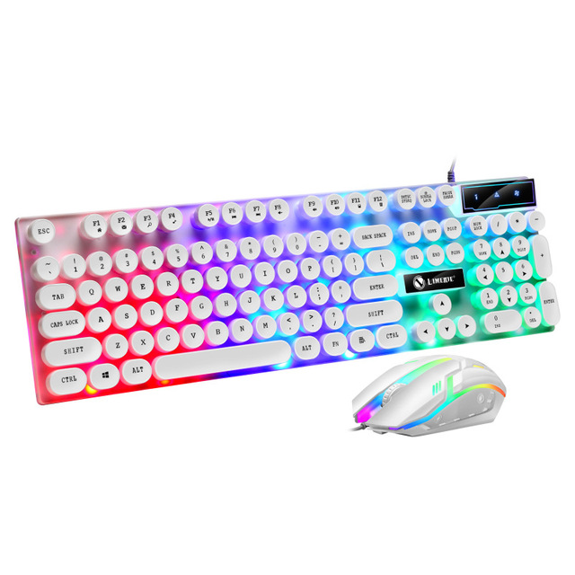 Game Mechanical Keyboard Punk Keycap 104 Keys Wired USB Gaming RGB Backlit Desktop Russian Sticker Multimedia Function Keys