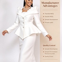 Ensemble jupe 2 pièces en satin pour femme, veste à col volanté et peplum, jupe crayon midi, costume de bureau formel, Sehe Fashion