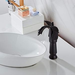 Classique en laiton massif noir cygne <span class=keywords><strong>robinets</strong></span> de salle de bain monotrou mitigeur chaud froid lavabo mitigeur - Product Image 5