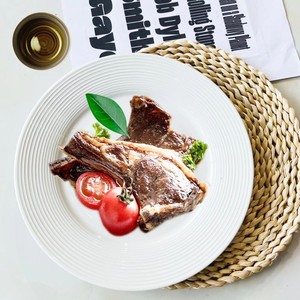 Nouvelle arrivée Assiette plate en céramique rayée Assiette de restaurant chinois et occidental Luxe léger <span class=keywords><strong>Cuisine</strong></span> d'hôtel <span class=keywords><strong>Cuisine</strong></span> privée Assiette - Product Image 5