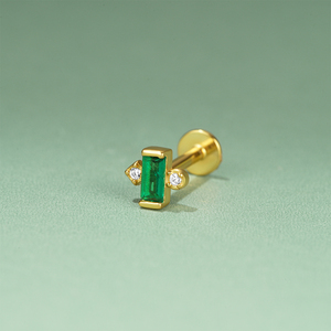 Aretes de Plata de Ley S925 con Circonita Verde para Mujer, Modelo CANNER - Product Image 2