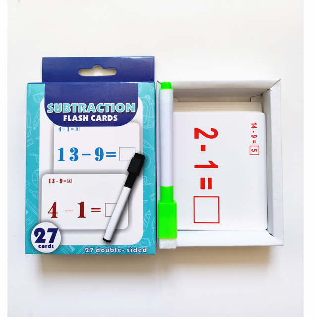 Reusable Math Flash Cards with Pen, Educational Addition and Subtraction Flash Cards, Multiplication and Division Learning Toy