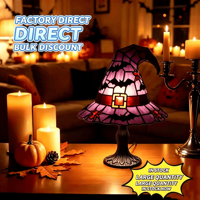 Lampe de table en résine style européen KZR, chapeau de sorcière d'Halloween, lumière nocturne pour adulte
