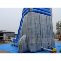 Toboggan aquatique gonflable à une voie en marbre bleu avec piscine, toboggan géant gonflable pour enfants et adultes, location pour fêtes