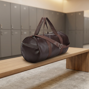 Bolsa de Lona Vintage de Cuero Genuino en Forma de Barril con Cierre de Cremallera, Asa Única, Unisex, para Gimnasio, con Correa para Hombro y Logotipo - Product Image 2