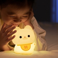 Veilleuse mignonne en forme de chat pour enfants, lampe LED tactile en silicone, rechargeable par USB, lampe de chevet pour tout-petits