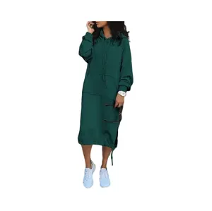 Hoodies dài tay áo Maxi Dress oversized hoodie Dress dài hoodie DRESS đối với phụ nữ